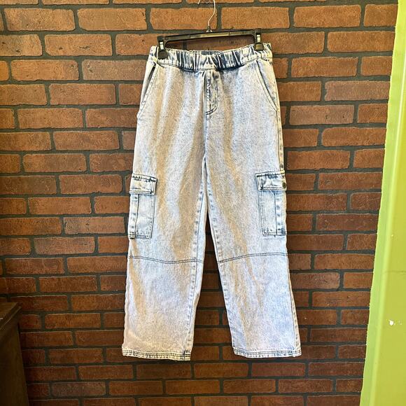 BP. Light Wash Blue/Purple Cargo Jeans - Size XS Streetwear Skater Wide Leg - Picture 1 of 13